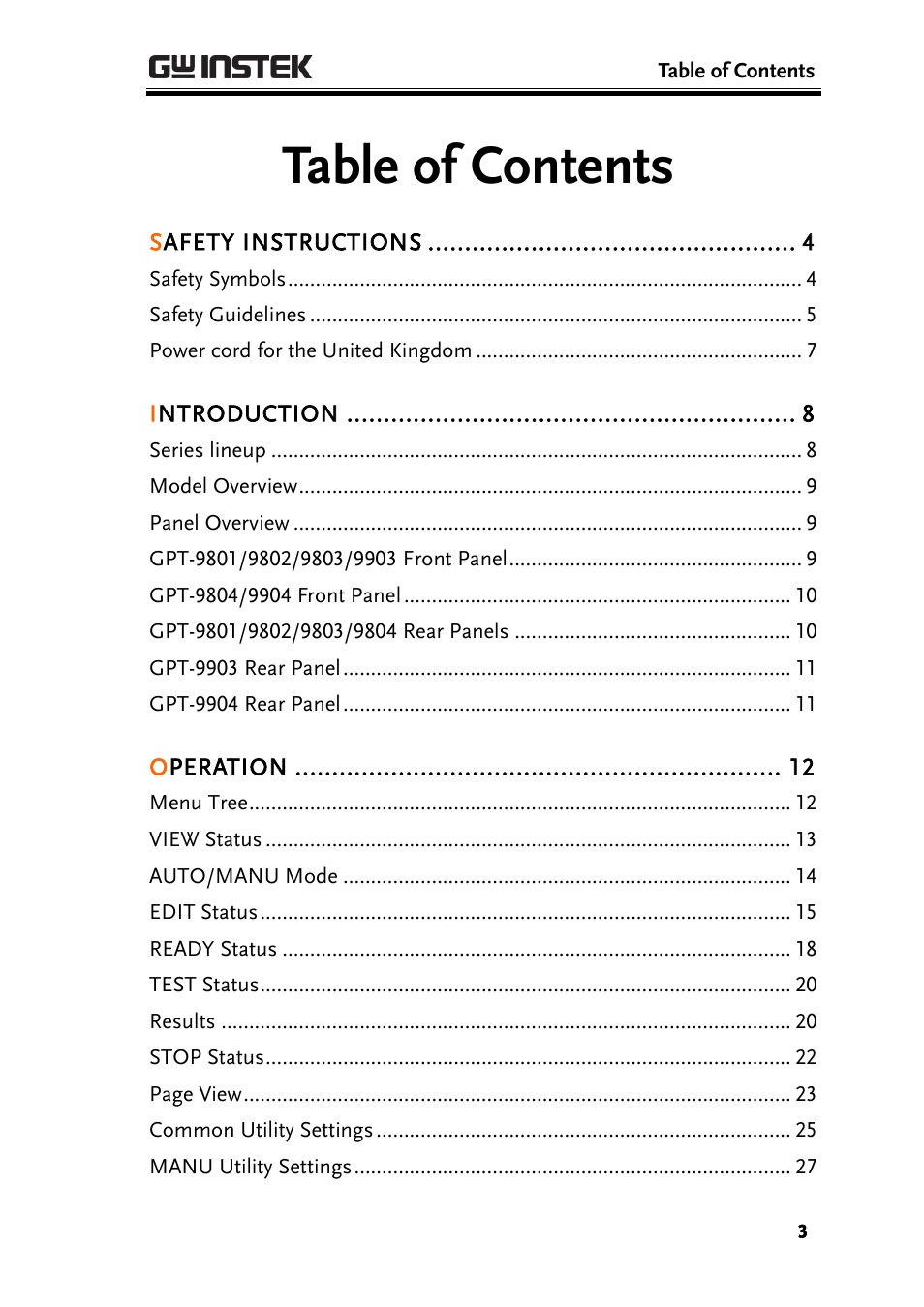 GW Instek GPT-9900 series Quick Start Guide User Manual | Page 3 / 28