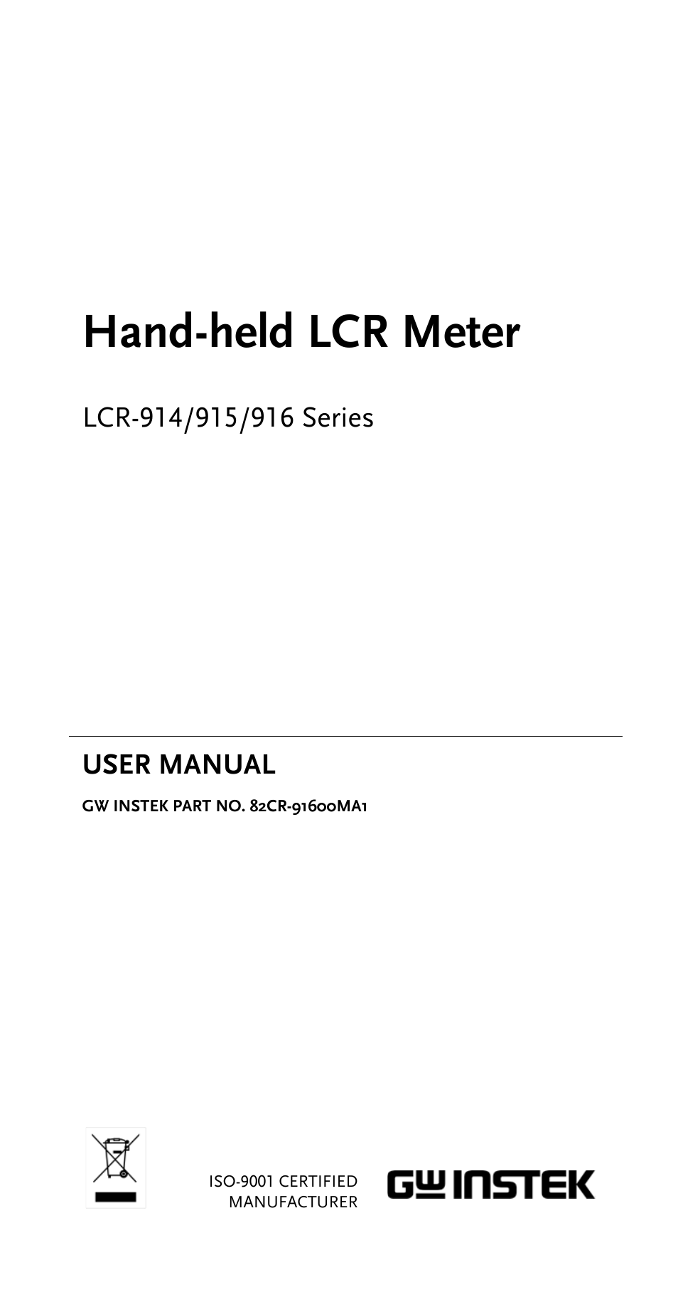 GW Instek LCR-914 User Manual | 28 pages