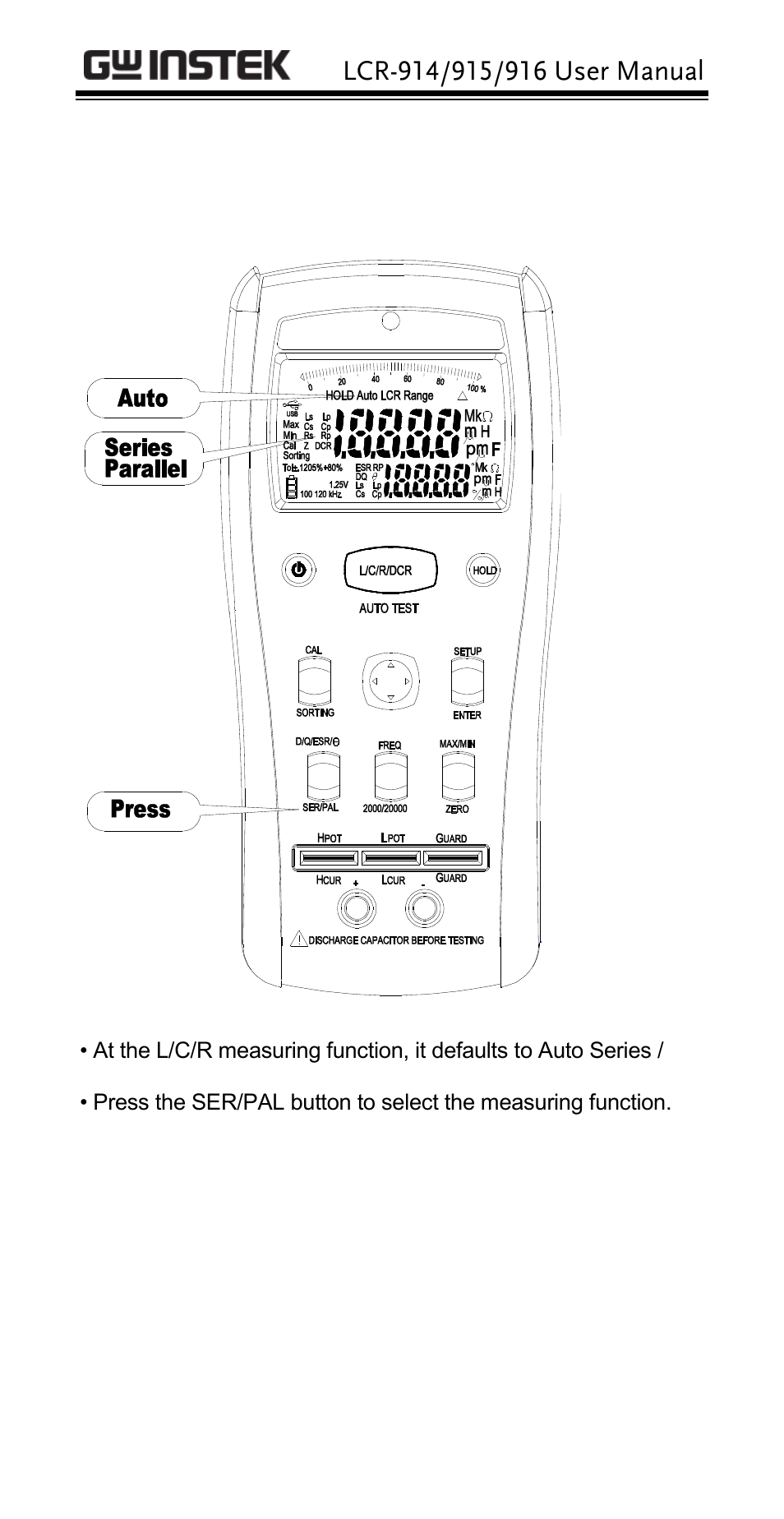 GW Instek LCR-914 User Manual | Page 14 / 28