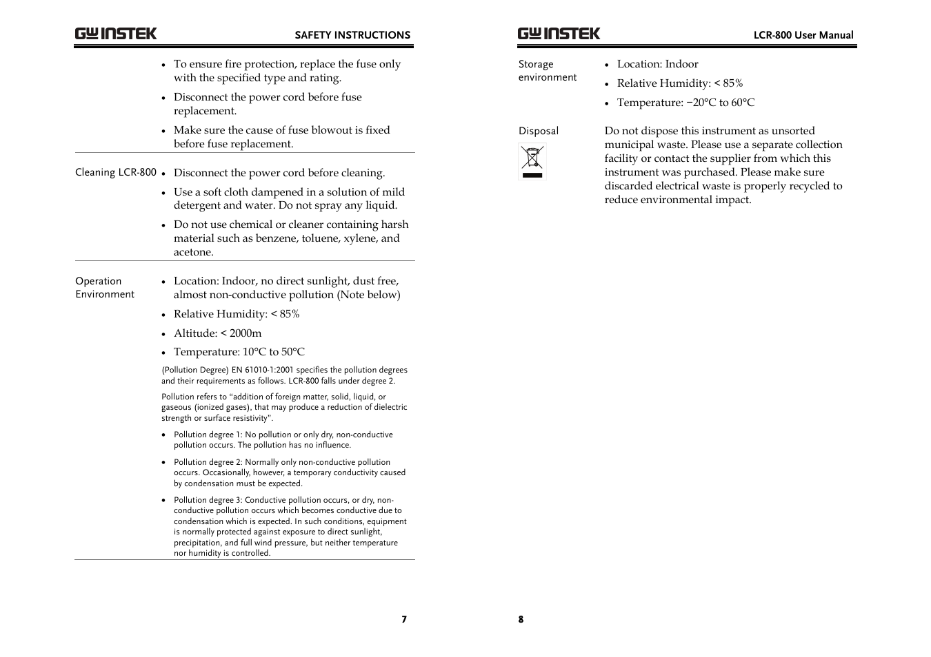 GW Instek LCR-800 Series User Manual | Page 4 / 72
