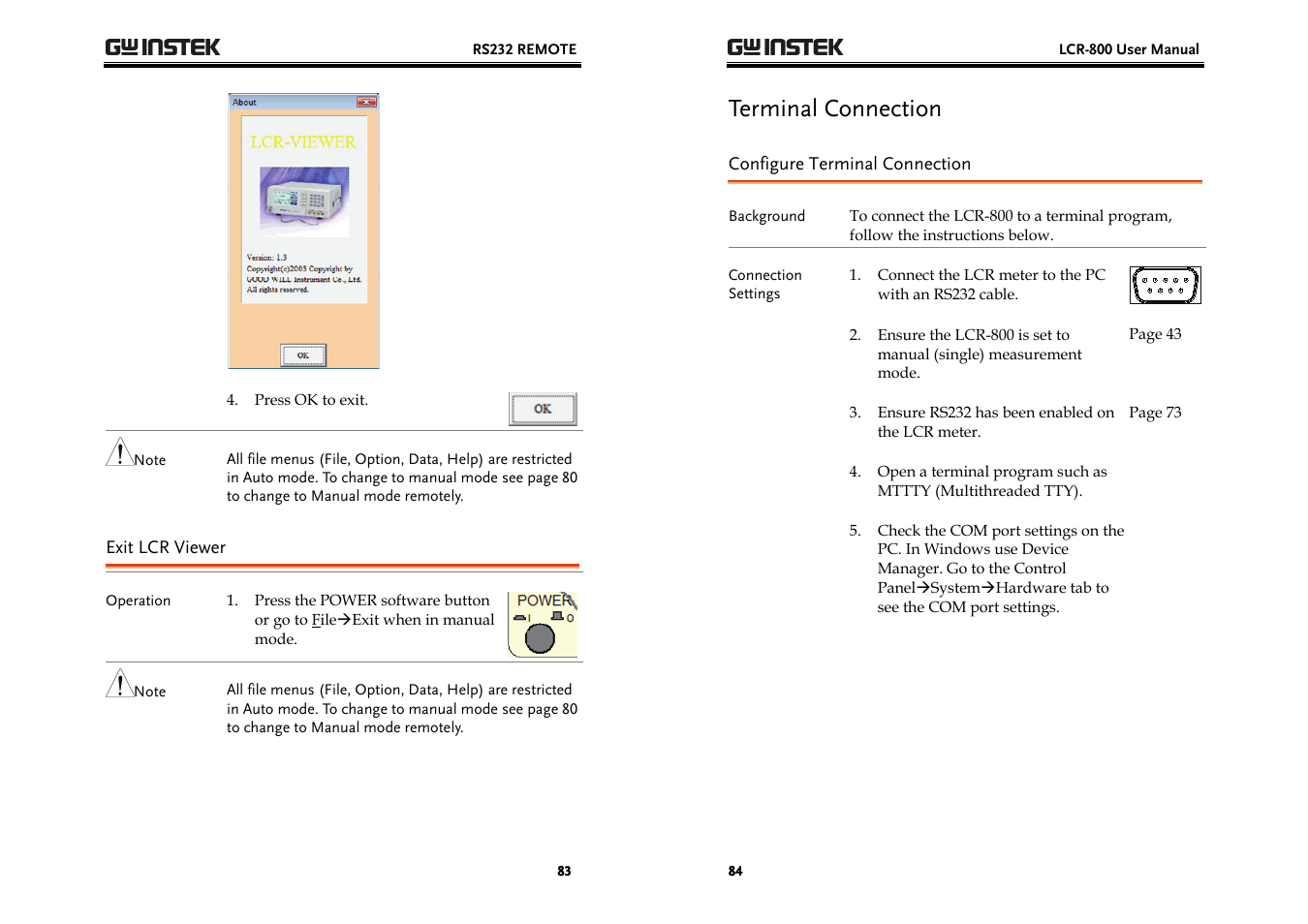 Terminal connection | GW Instek LCR-800 Series User Manual | Page 42 / 72