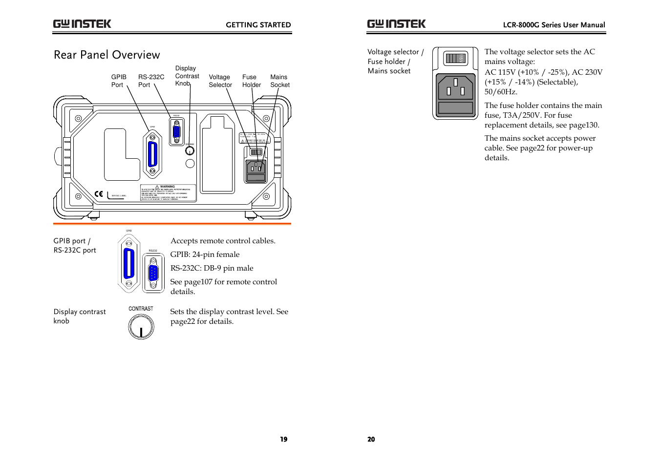 Rear panel overview | GW Instek LCR-8000G Series User Manual | Page 10 / 72