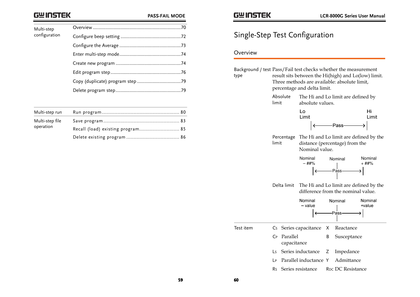 Single-step test configuration | GW Instek LCR-8000G Series User Manual | Page 30 / 72