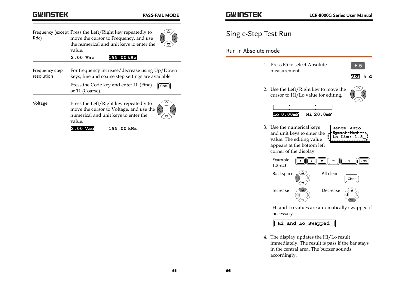 Single-step test run | GW Instek LCR-8000G Series User Manual | Page 33 / 72