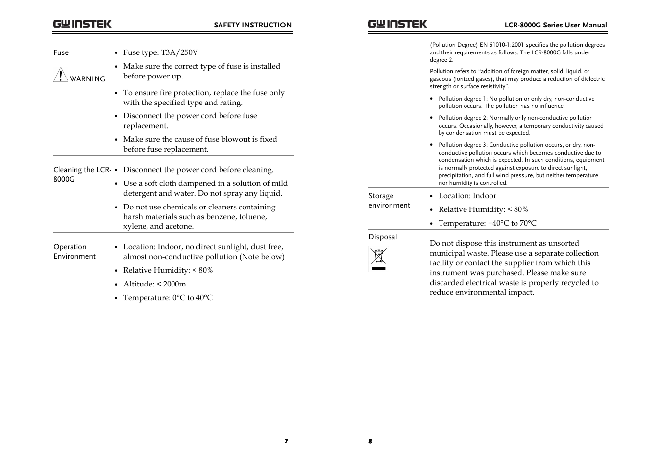 GW Instek LCR-8000G Series User Manual | Page 4 / 72