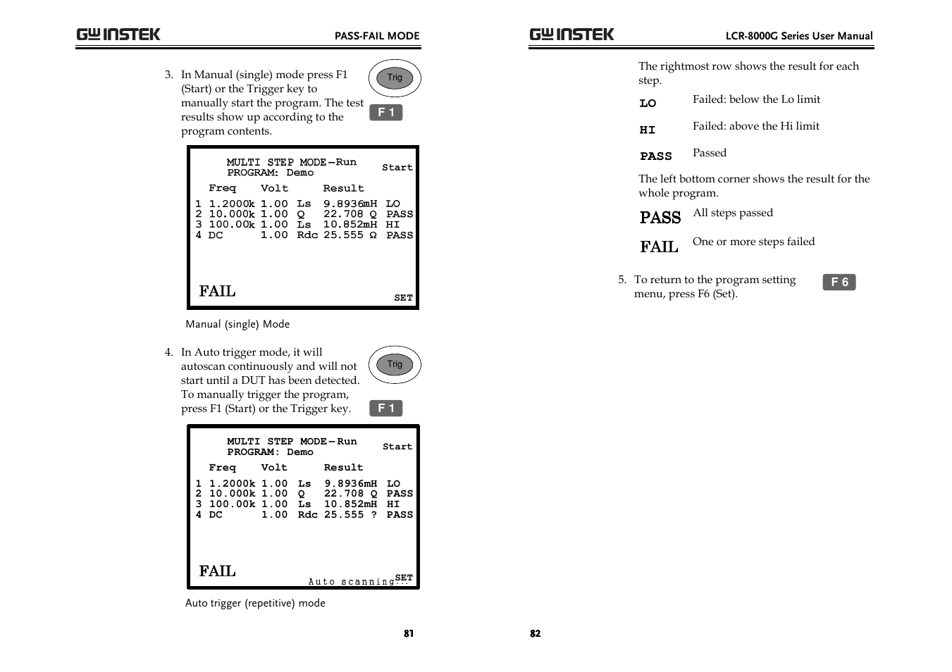 Pass, Fail | GW Instek LCR-8000G Series User Manual | Page 41 / 72