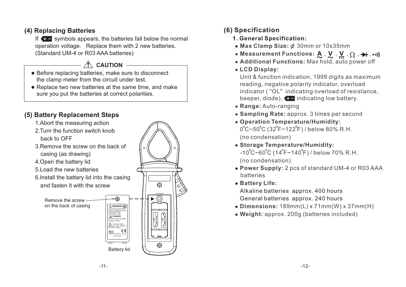 6) specification | GW Instek GCM-303 User Manual | Page 7 / 8