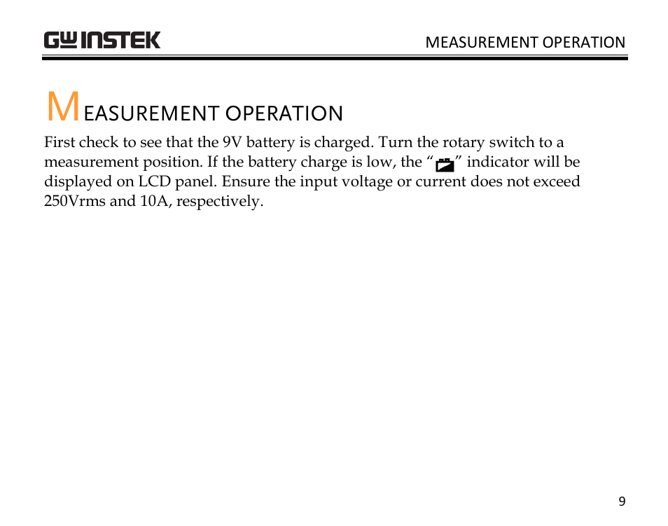 Measurement operation | GW Instek GDM-350B User Manual | Page 11 / 34