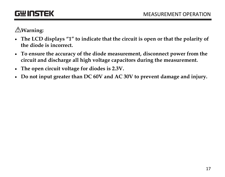 Measurement operation | GW Instek GDM-350B User Manual | Page 19 / 34