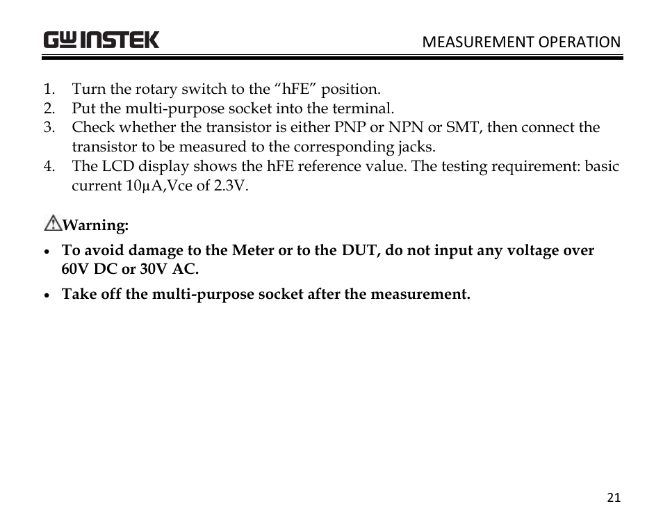 GW Instek GDM-350B User Manual | Page 23 / 34