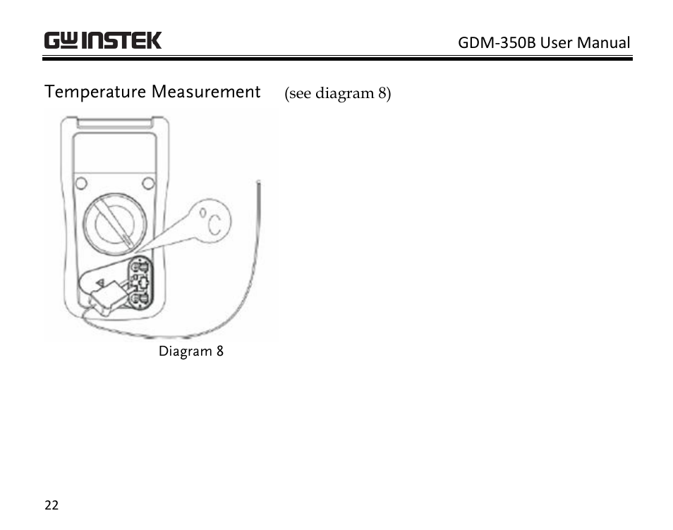 Temperature measurement | GW Instek GDM-350B User Manual | Page 24 / 34
