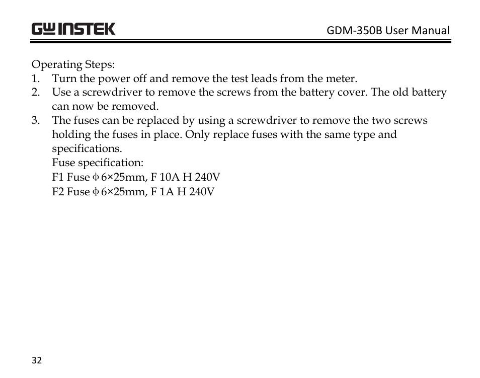GW Instek GDM-350B User Manual | Page 34 / 34