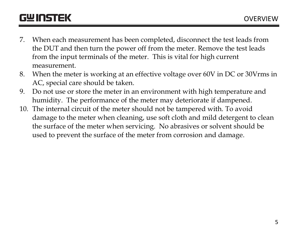GW Instek GDM-350B User Manual | Page 7 / 34