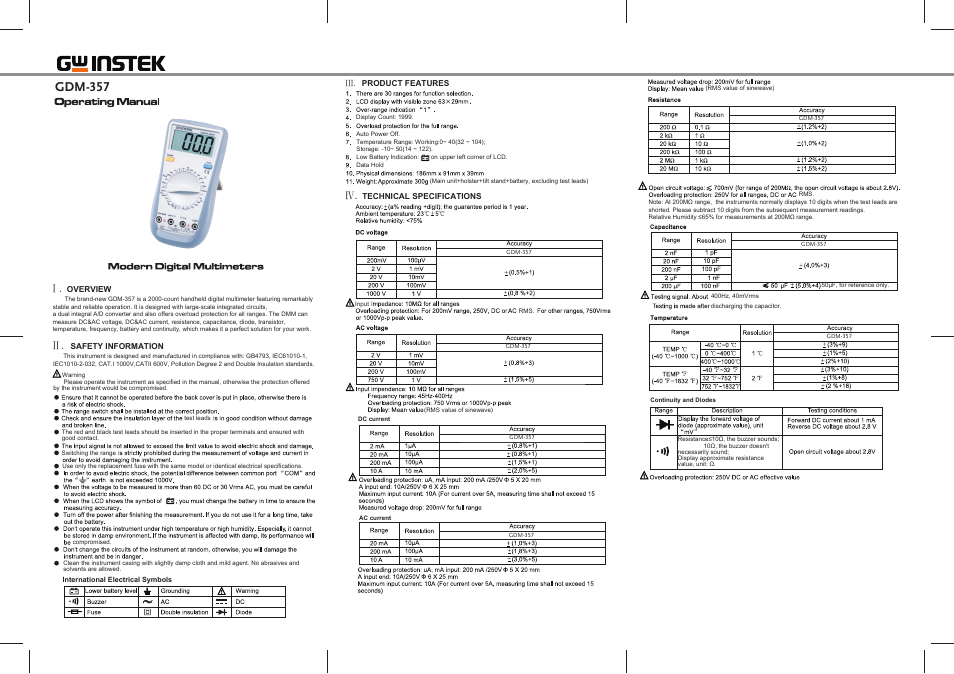 GW Instek GDM-357 User Manual | 3 pages