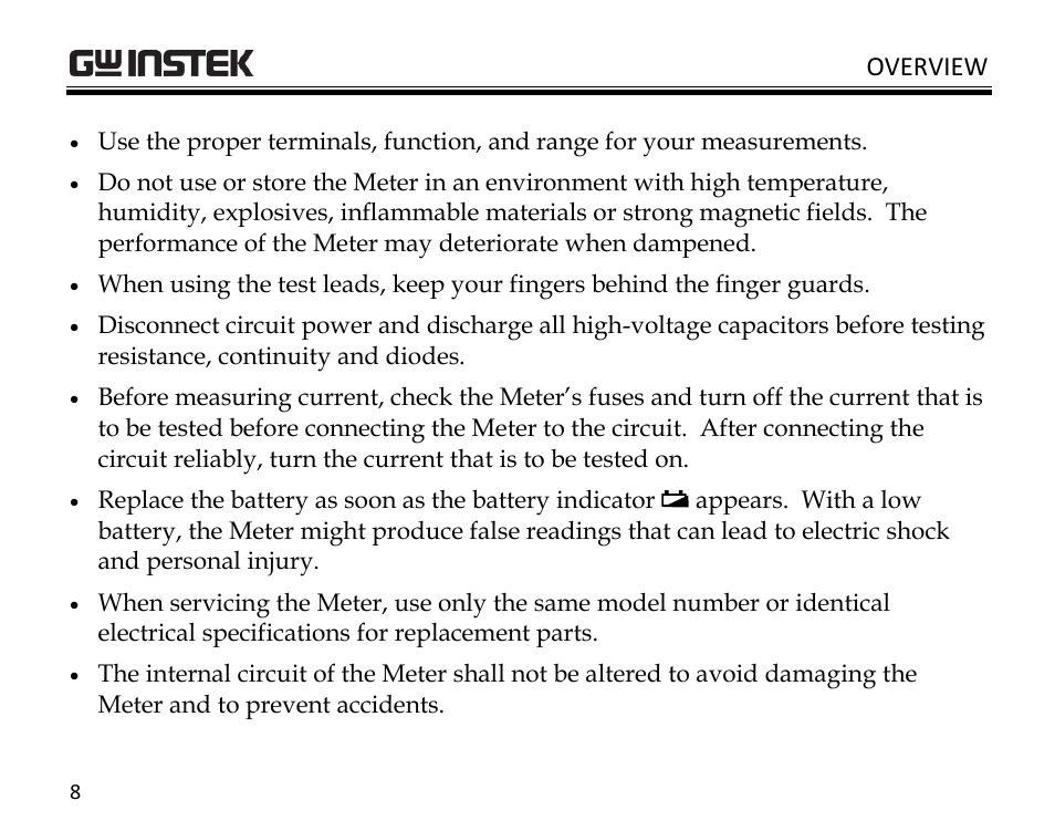 Overview | GW Instek GDM-398 User Manual | Page 10 / 75