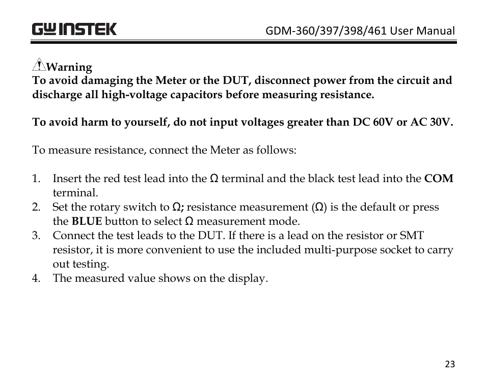 GW Instek GDM-398 User Manual | Page 25 / 75