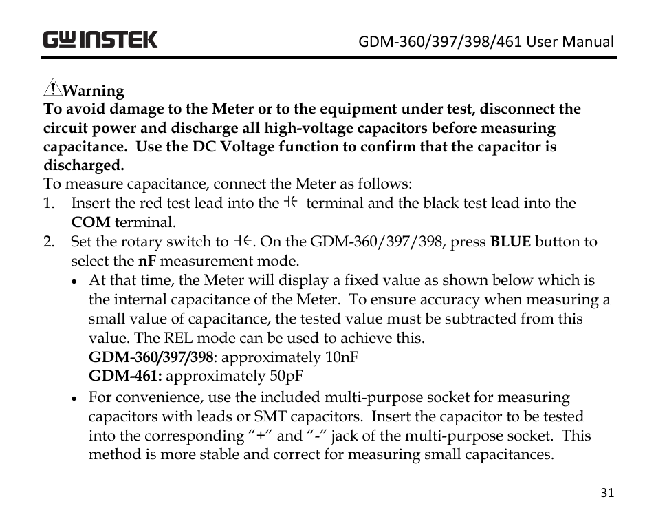 GW Instek GDM-398 User Manual | Page 33 / 75