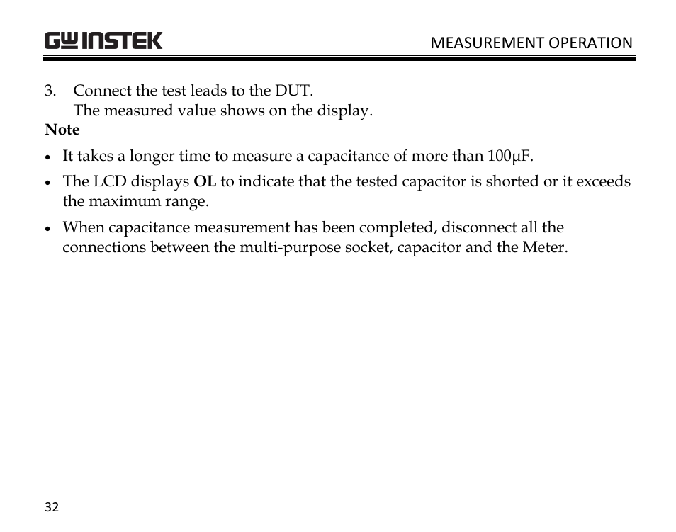 Measurement operation | GW Instek GDM-398 User Manual | Page 34 / 75