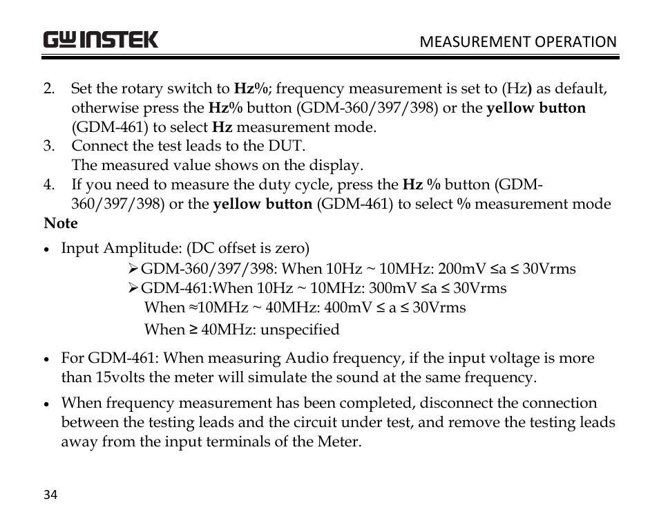 GW Instek GDM-398 User Manual | Page 36 / 75