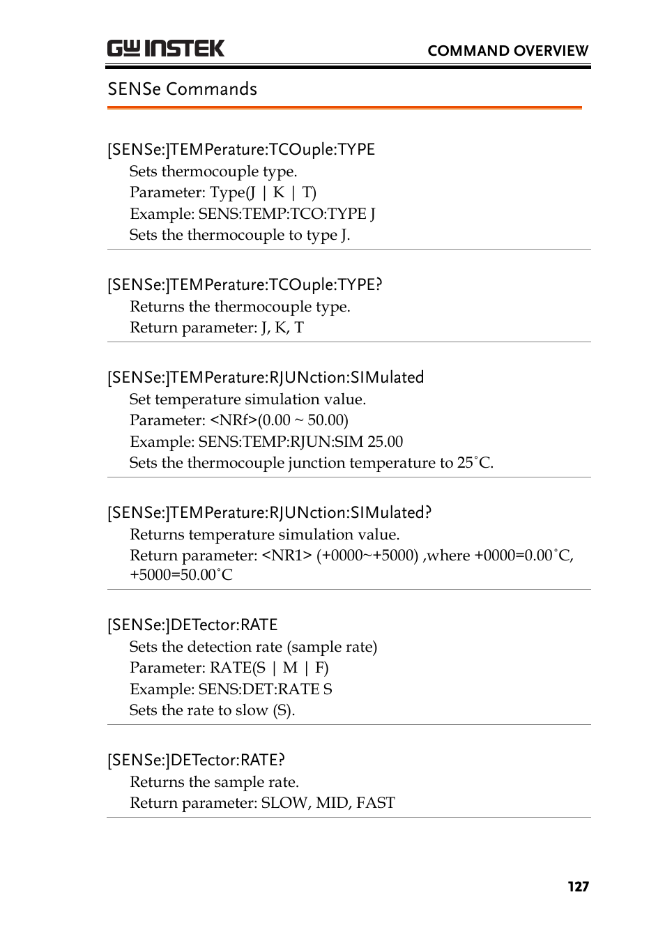 Sense commands | GW Instek GDM-8300 series User Manual User Manual | Page 127 / 158