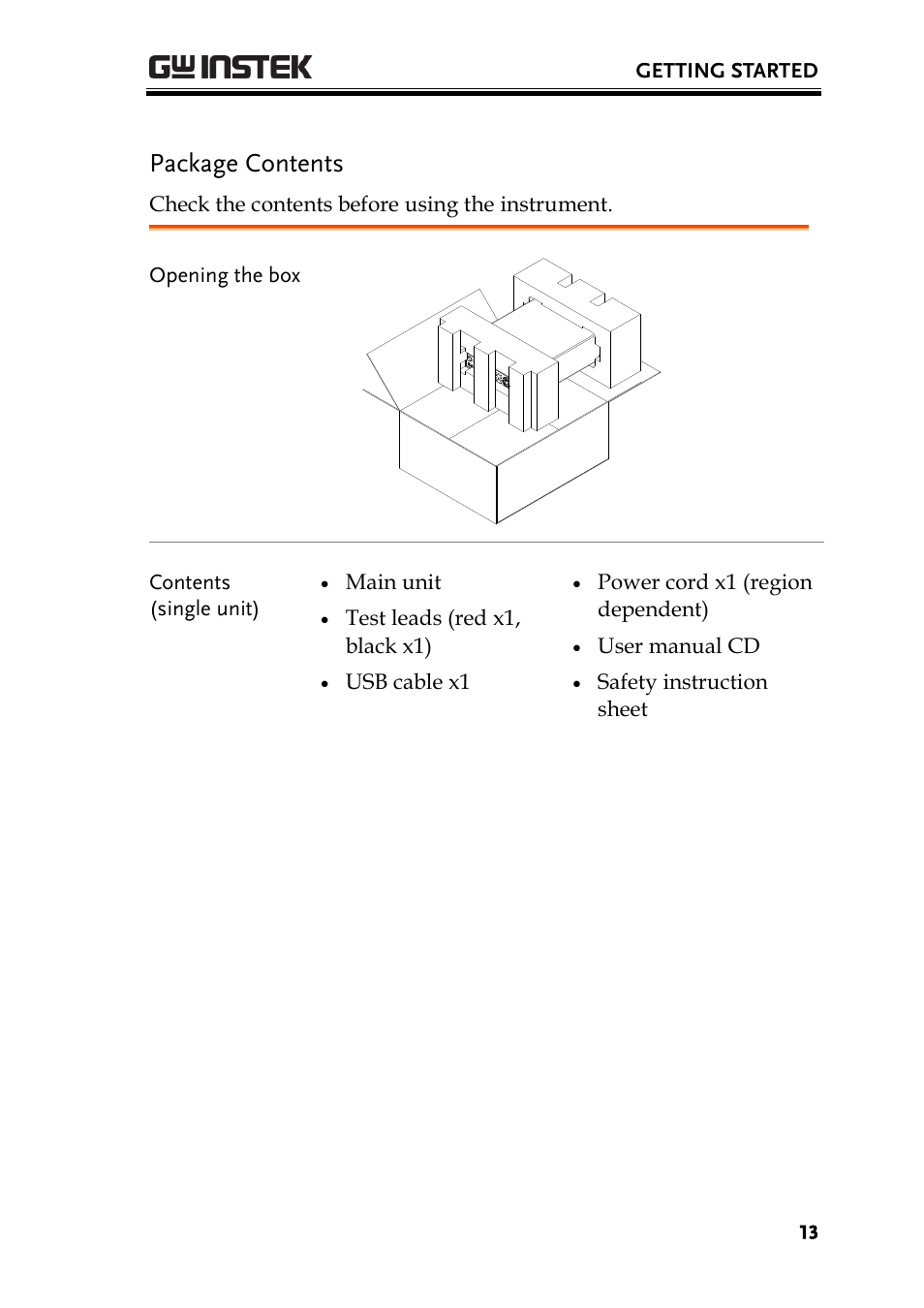 Package contents | GW Instek GDM-8300 series User Manual User Manual | Page 13 / 158