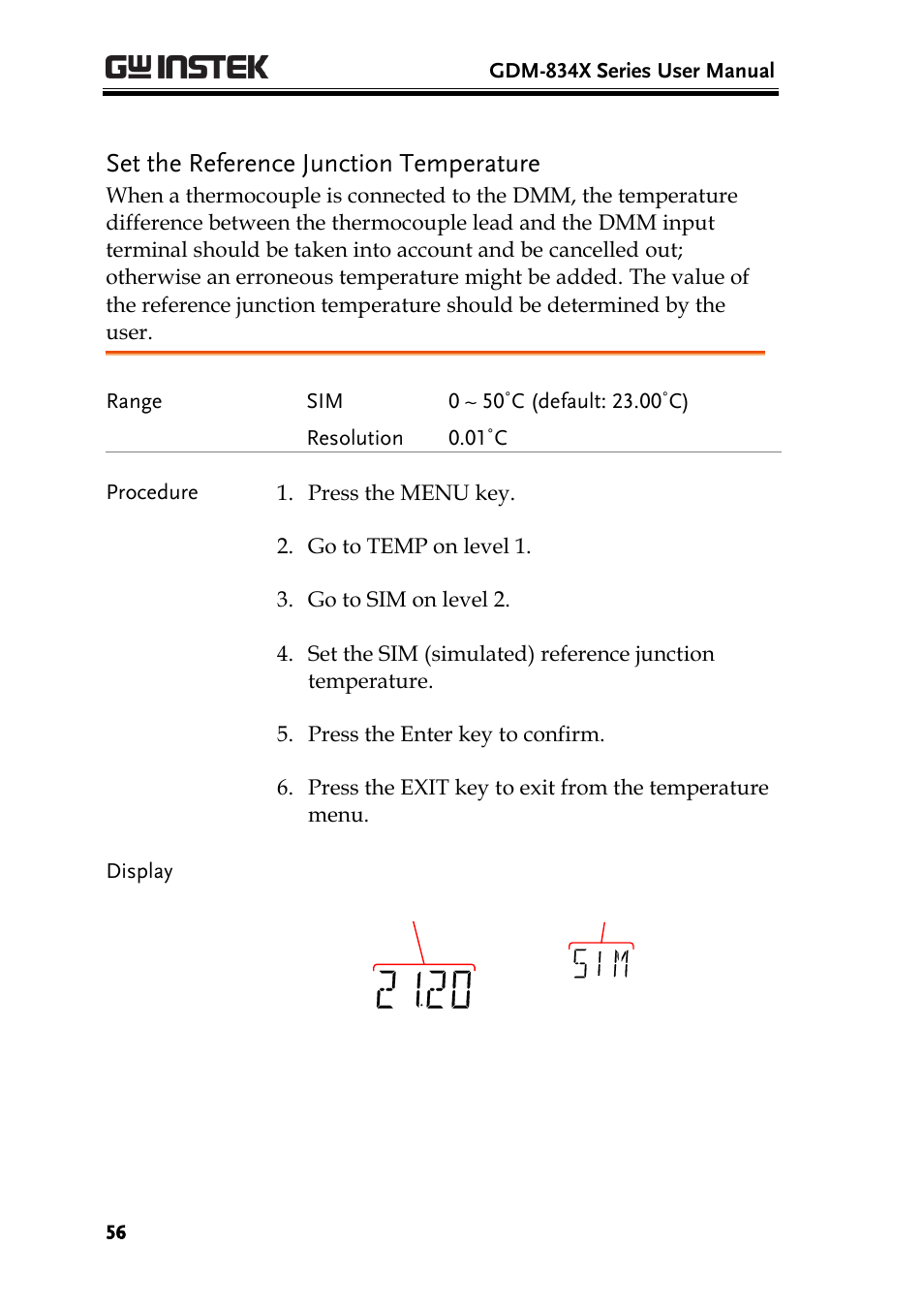 Set the reference junction temperature | GW Instek GDM-8300 series User Manual User Manual | Page 56 / 158