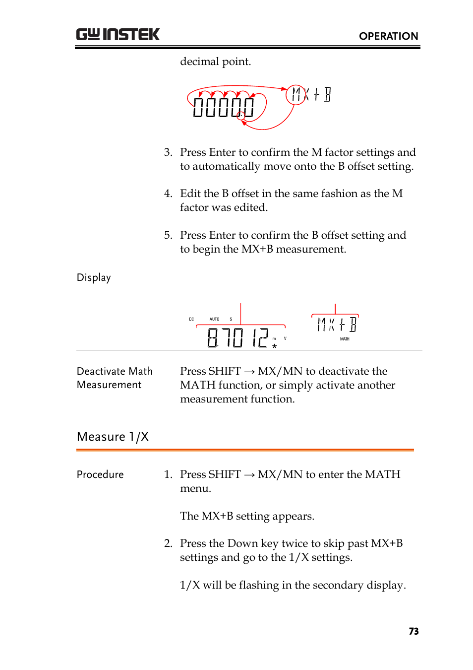 Measure 1/x | GW Instek GDM-8300 series User Manual User Manual | Page 73 / 158