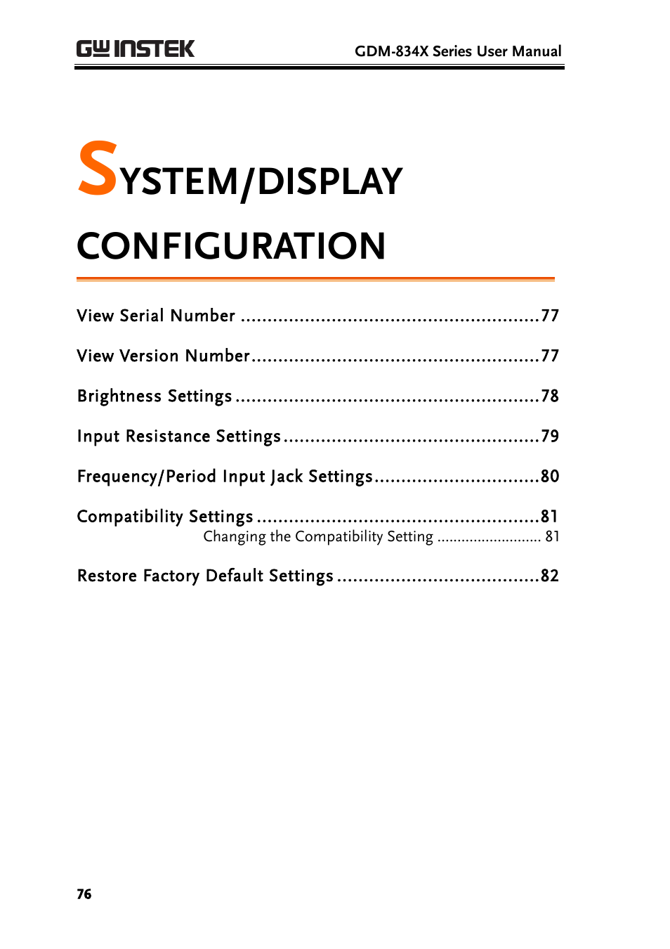 System/display configuration, Ystem/display configuration | GW Instek GDM-8300 series User Manual User Manual | Page 76 / 158