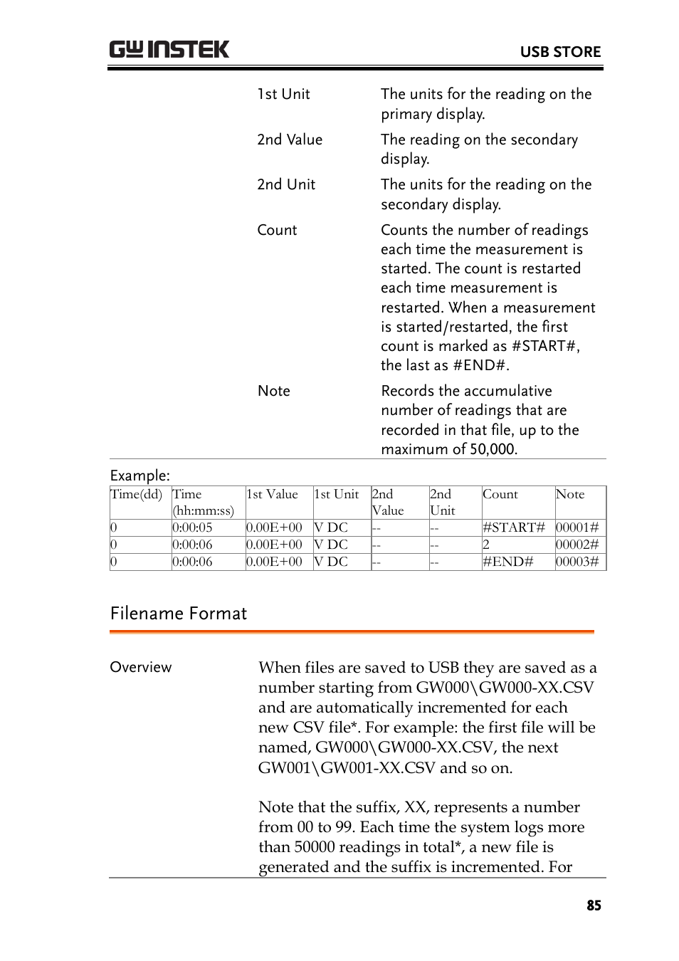 Filename format | GW Instek GDM-8300 series User Manual User Manual | Page 85 / 158