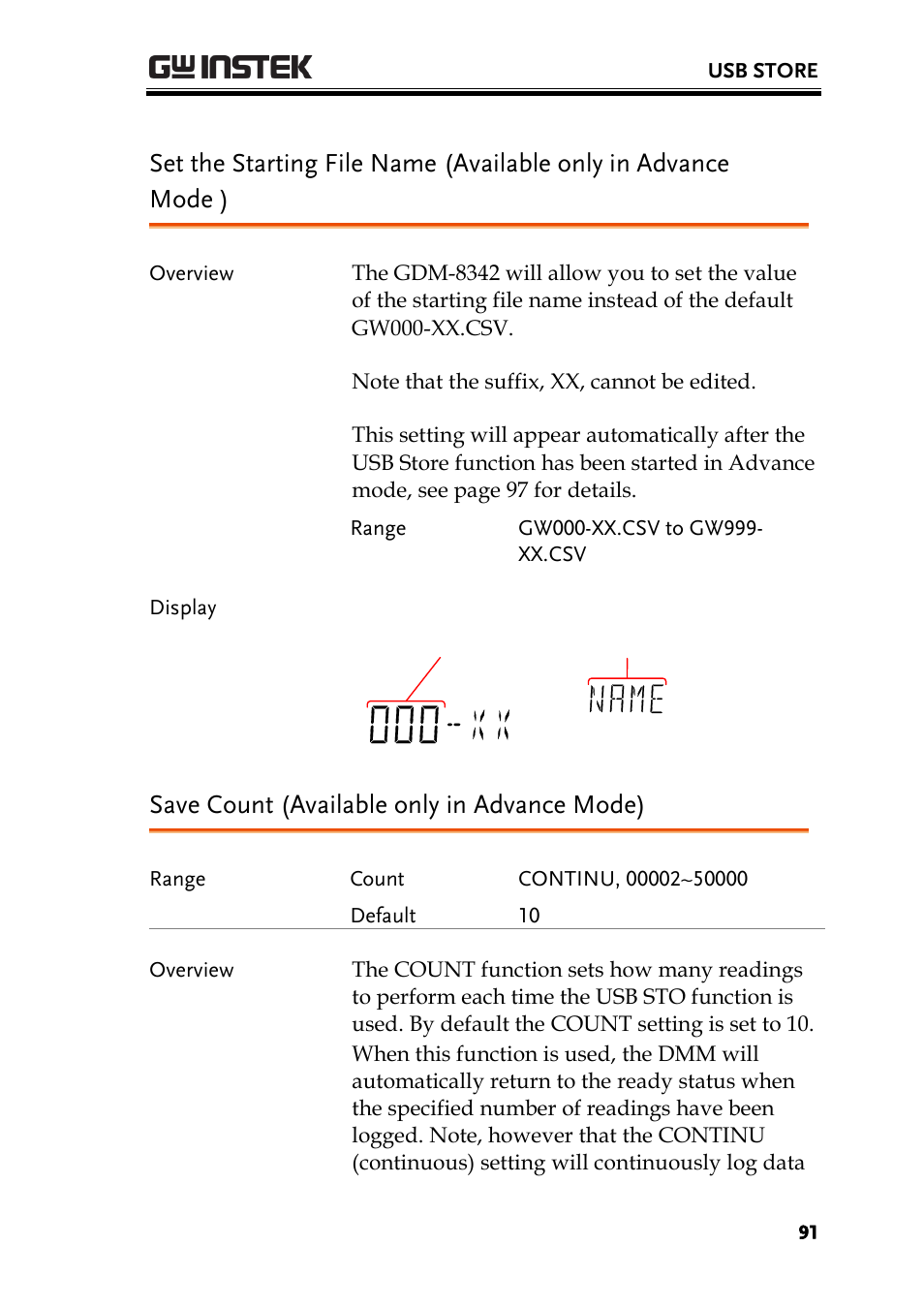 Save count (available only in advance mode) | GW Instek GDM-8300 series User Manual User Manual | Page 91 / 158