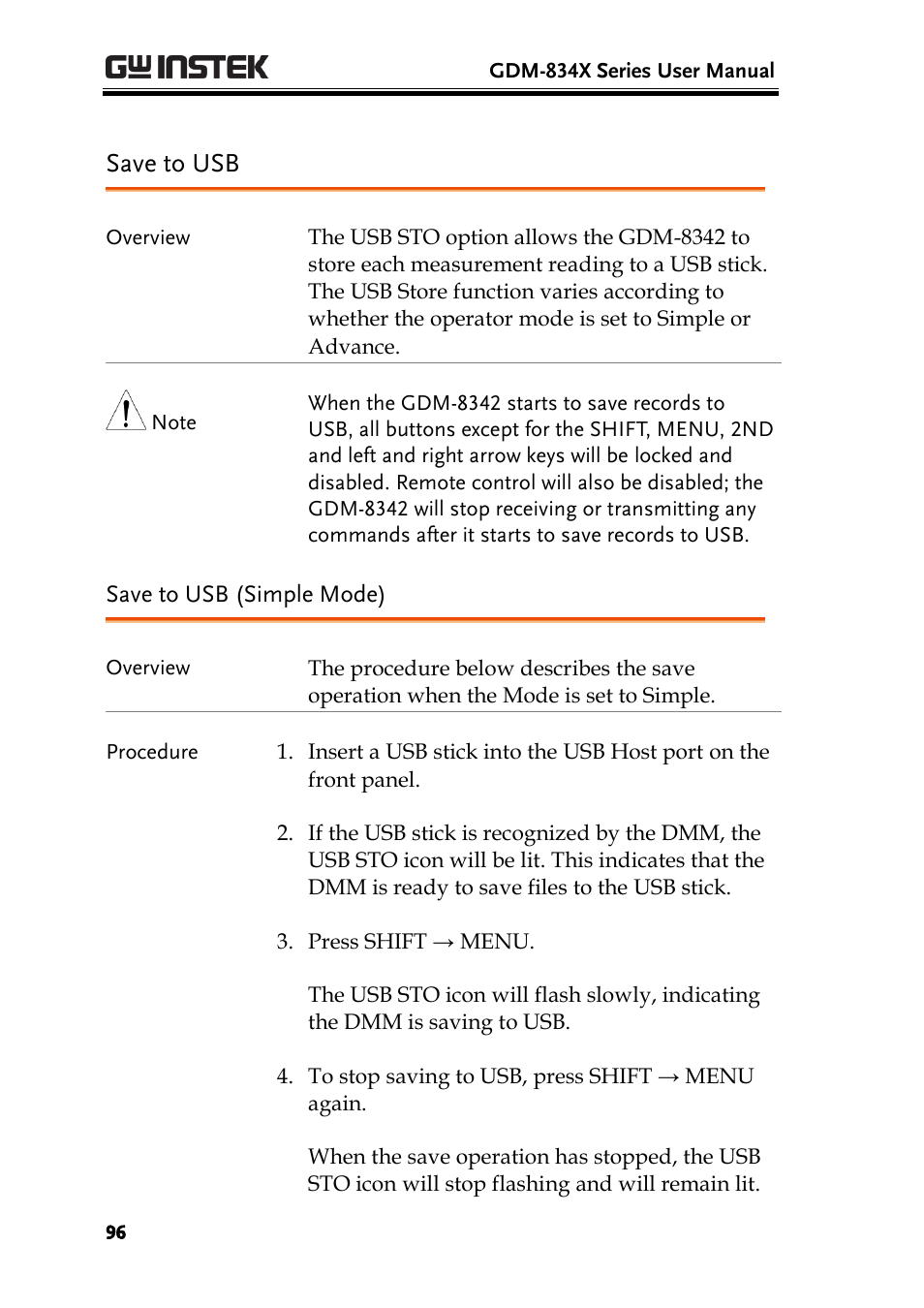 Save to usb, Save to usb (simple mode) | GW Instek GDM-8300 series User Manual User Manual | Page 96 / 158