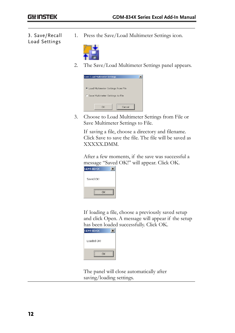 GW Instek GDM-8300 series Excel Add-in Operation Guide User Manual | Page 12 / 19