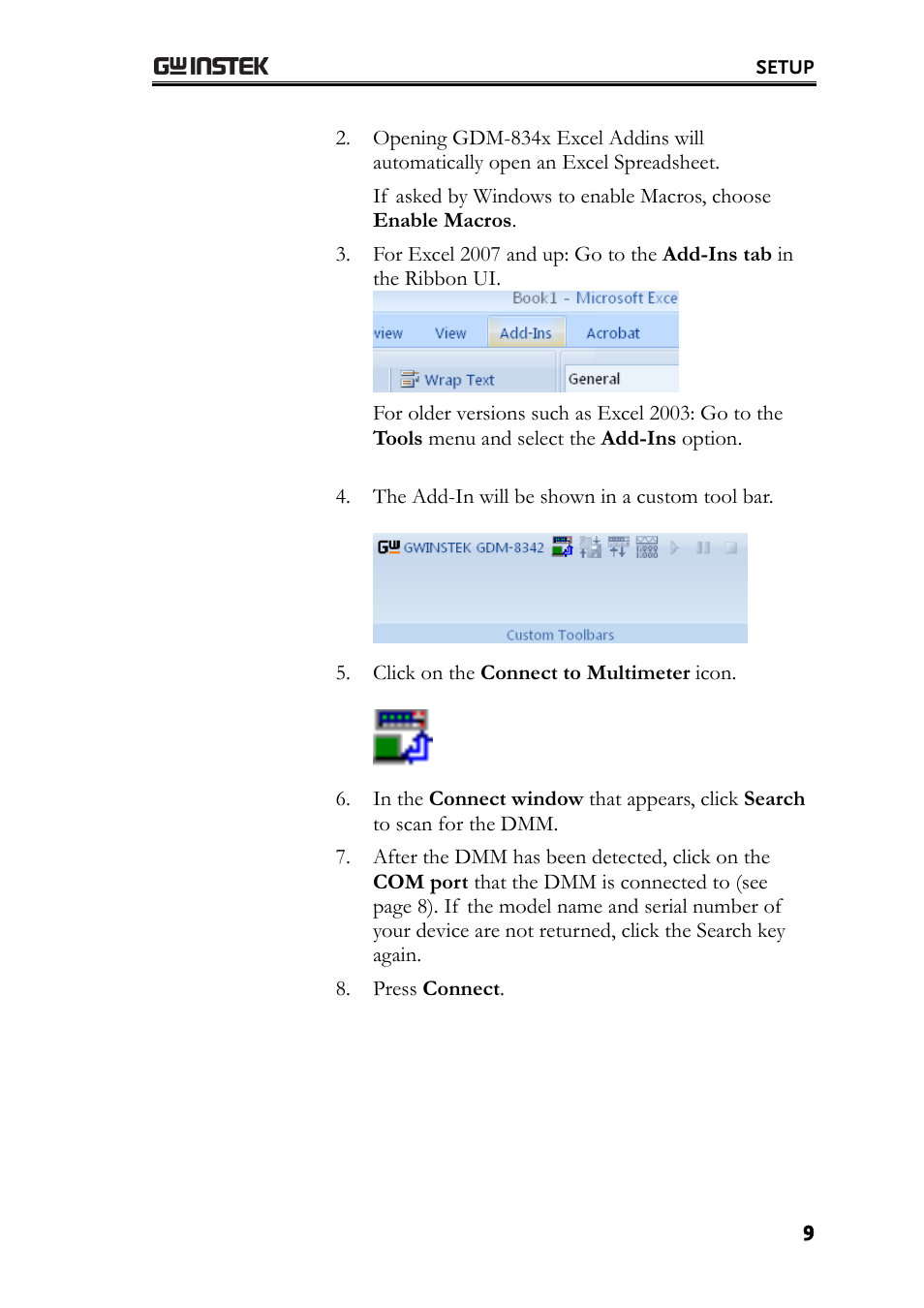 GW Instek GDM-8300 series Excel Add-in Operation Guide User Manual | Page 9 / 19