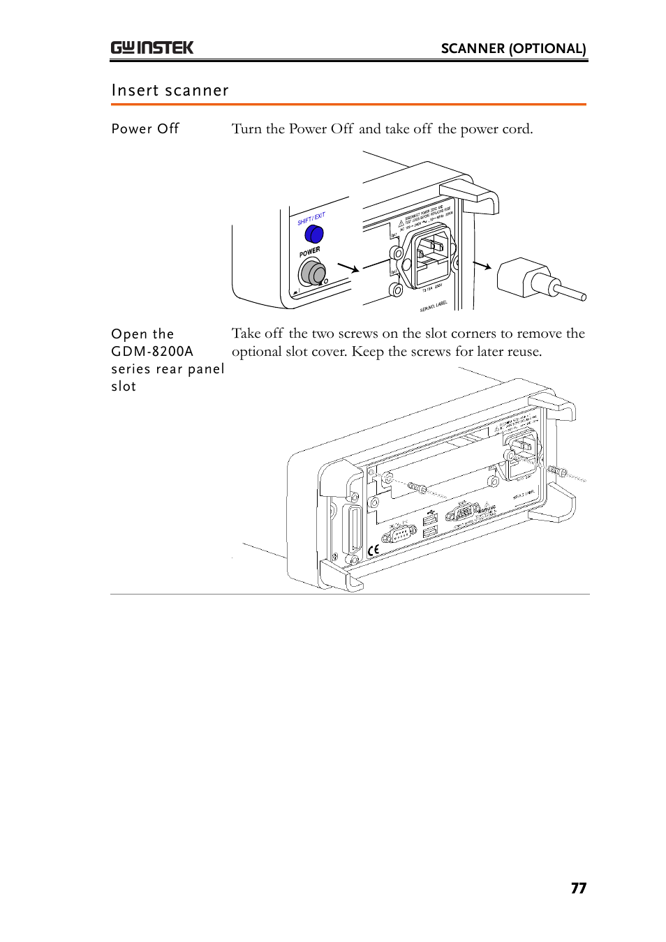 Insert scanner | GW Instek GDM-8200A User Manual User Manual | Page 77 / 123