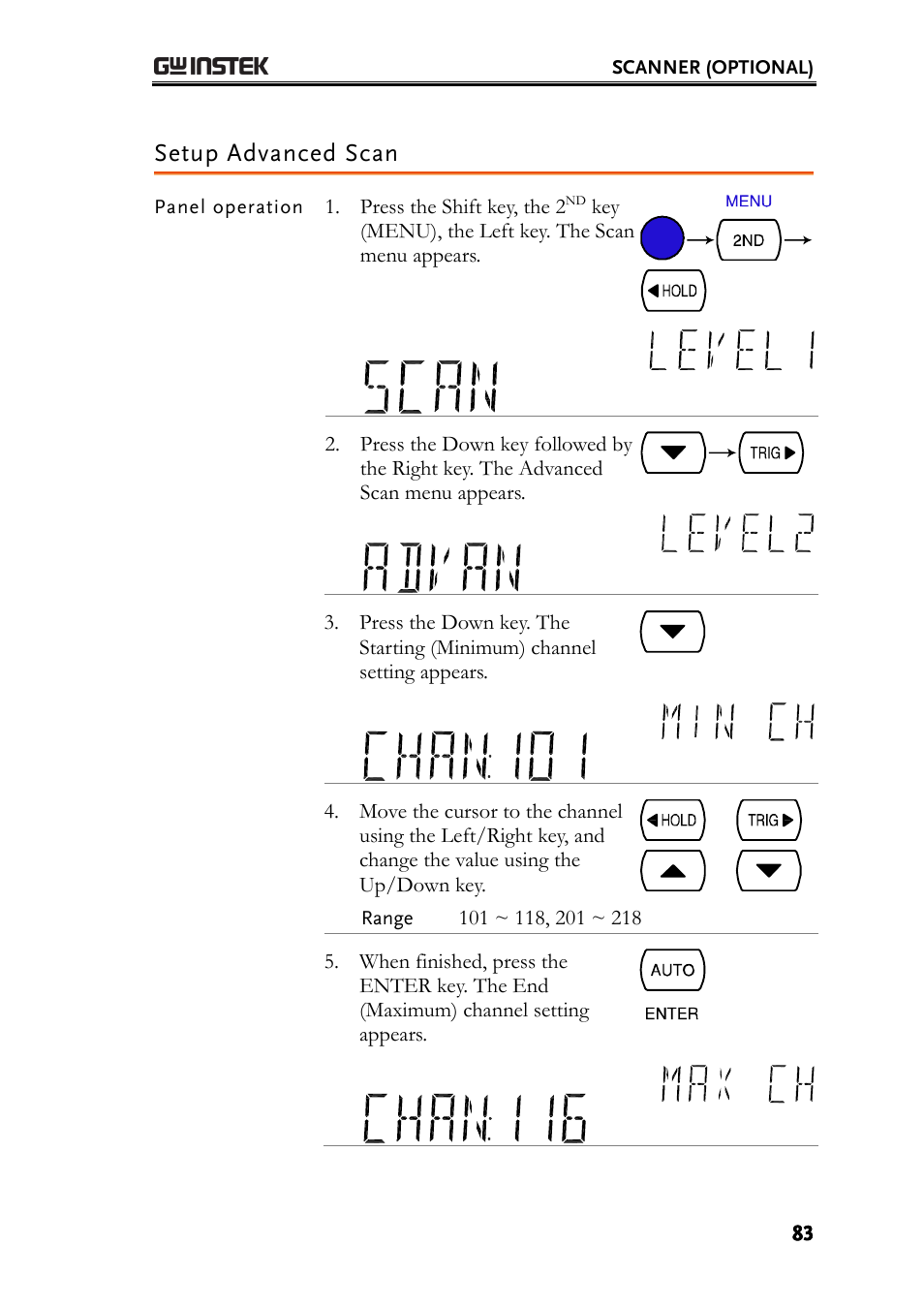 Setup advanced scan | GW Instek GDM-8200A User Manual User Manual | Page 83 / 123