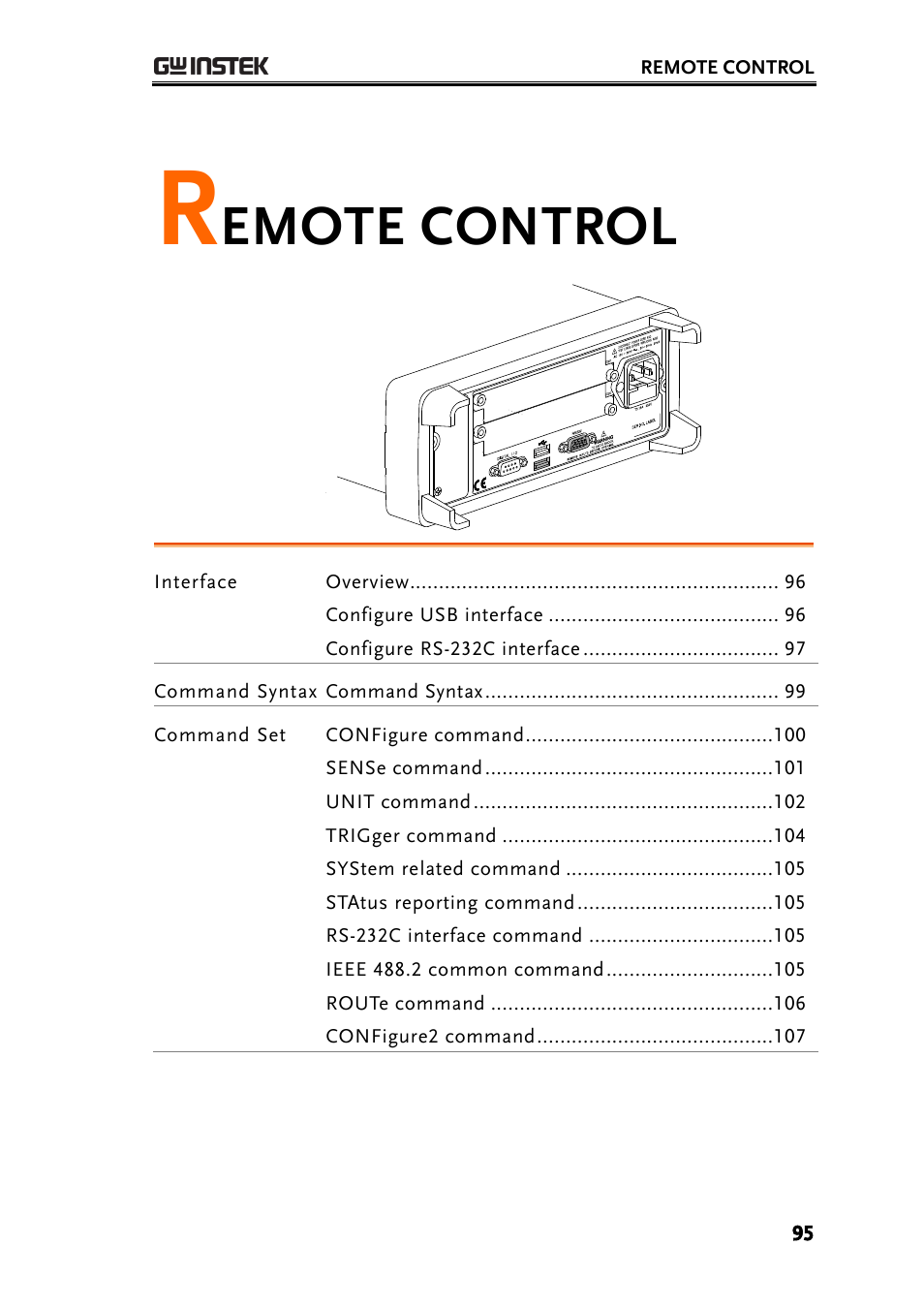 Remote control, Emote control | GW Instek GDM-8200A User Manual User Manual | Page 95 / 123