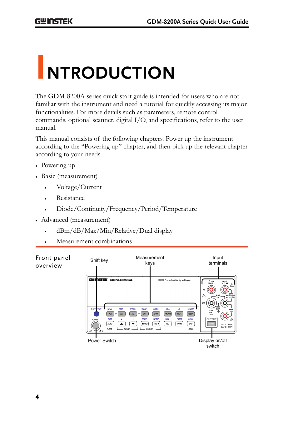 Ntroduction | GW Instek GDM-8200A Quick User Guide User Manual | Page 4 / 10