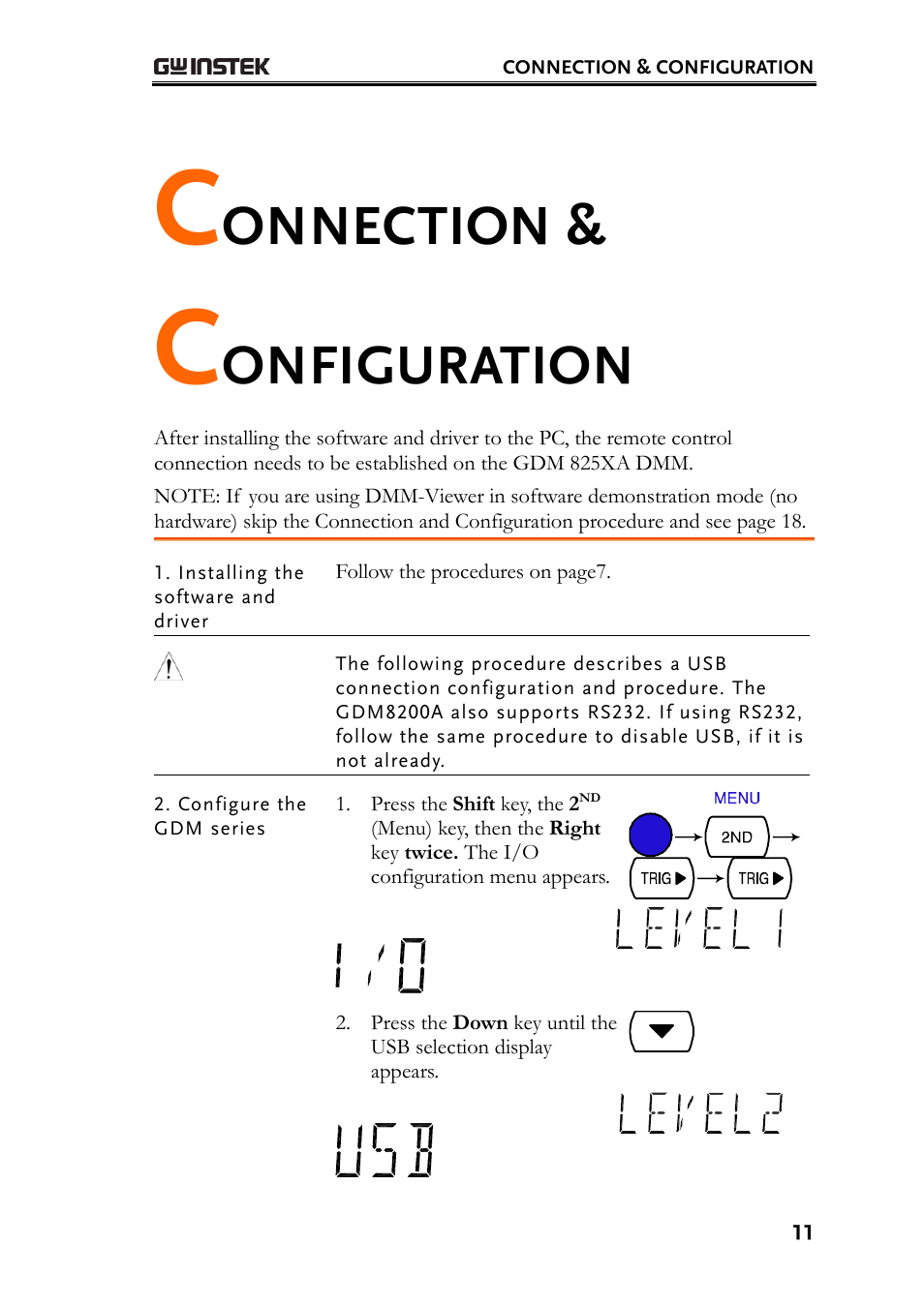 Onnection, Onfiguration | GW Instek GDM-8200A DMM-Viewer (PC Software) Guide User Manual | Page 11 / 27
