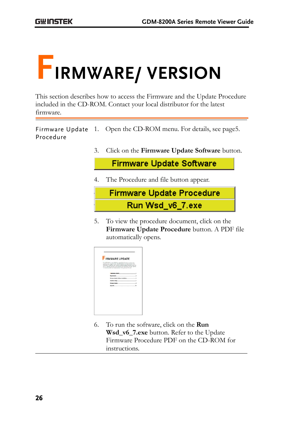 Irmware/ version | GW Instek GDM-8200A DMM-Viewer (PC Software) Guide User Manual | Page 26 / 27