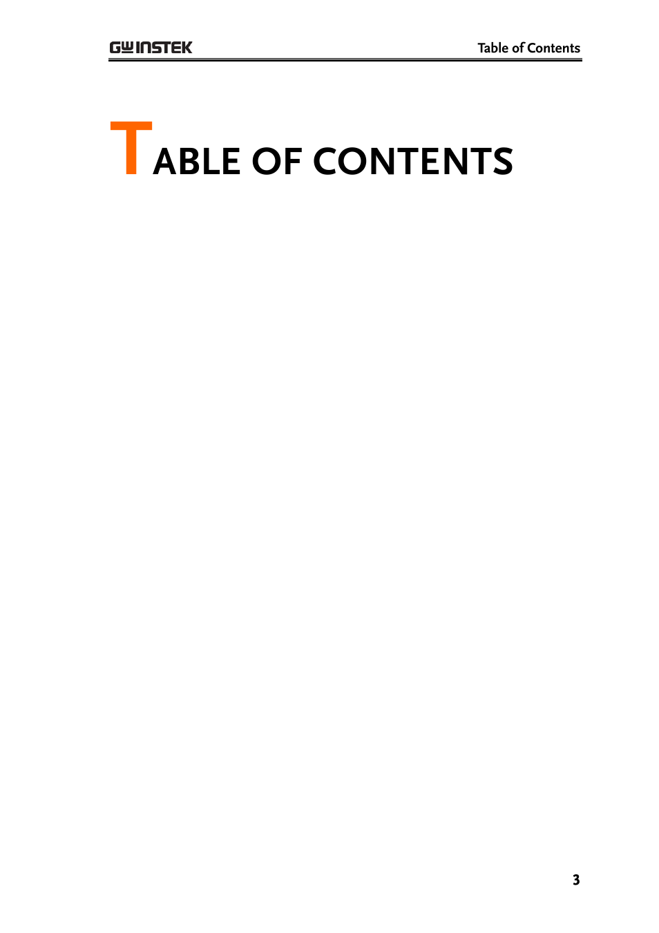 Able of contents | GW Instek GDM-8200A DMM-Viewer (PC Software) Guide User Manual | Page 3 / 27