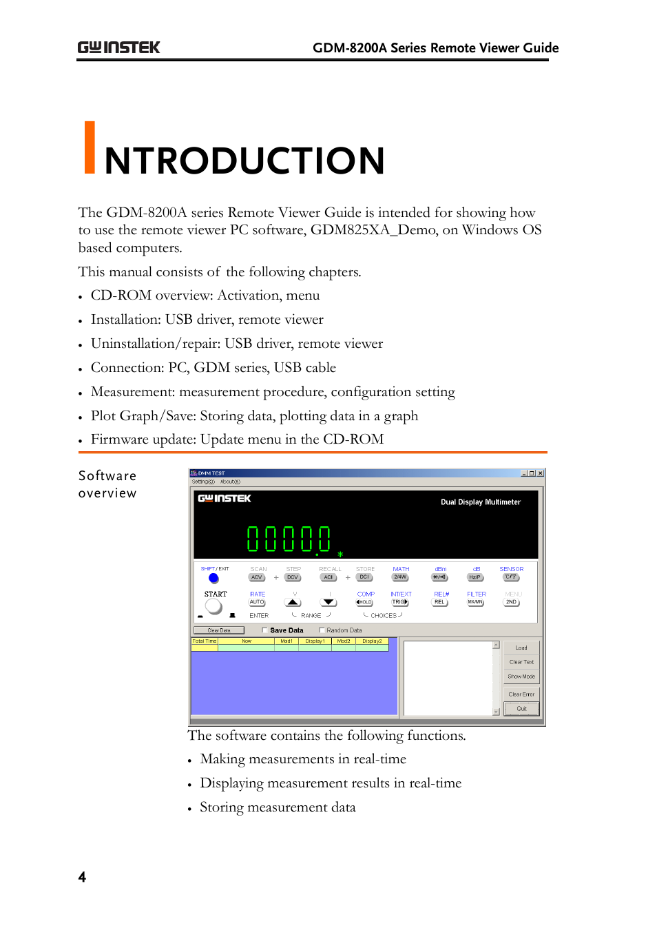 Ntroduction | GW Instek GDM-8200A DMM-Viewer (PC Software) Guide User Manual | Page 4 / 27