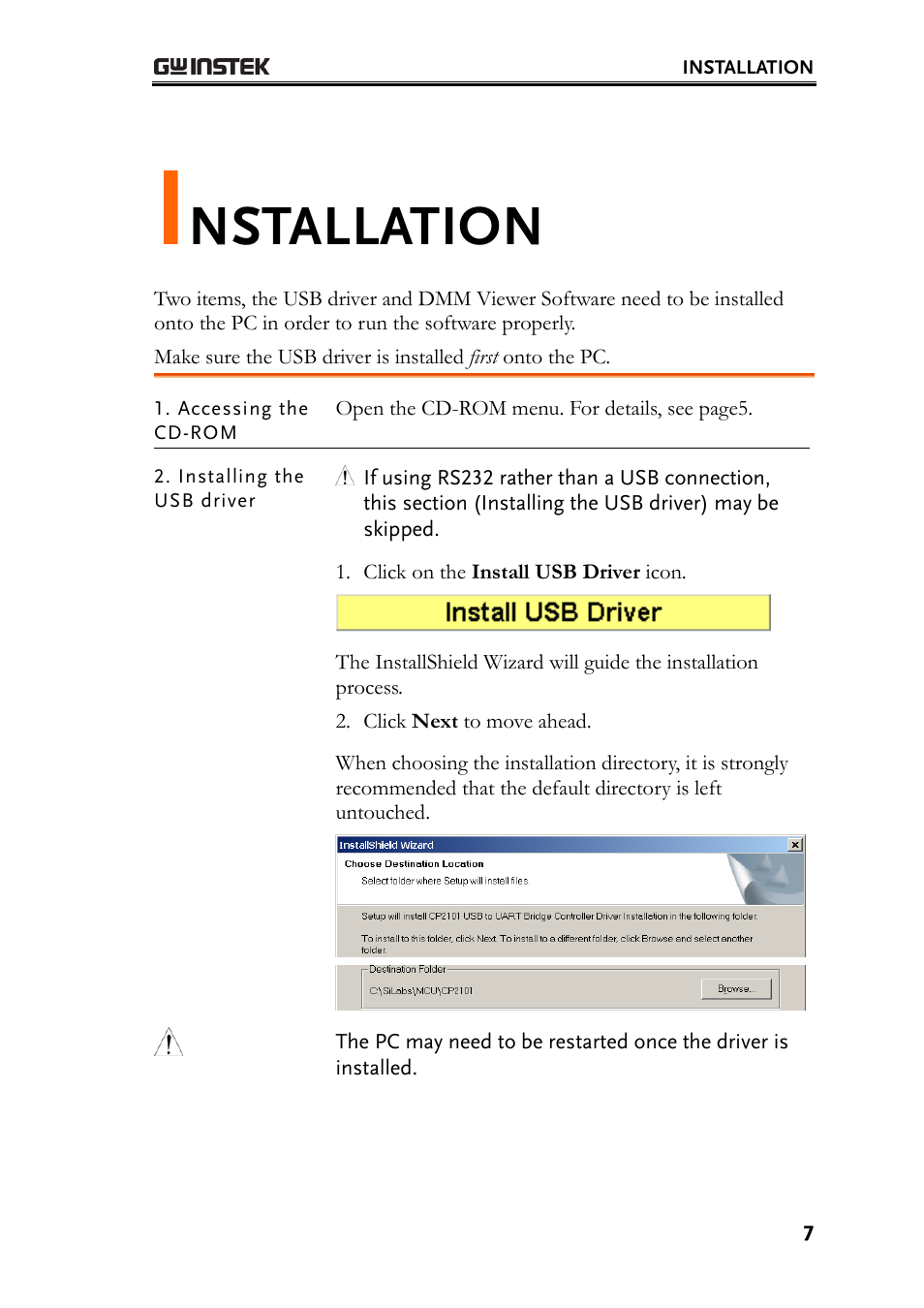 Nstallation | GW Instek GDM-8200A DMM-Viewer (PC Software) Guide User Manual | Page 7 / 27