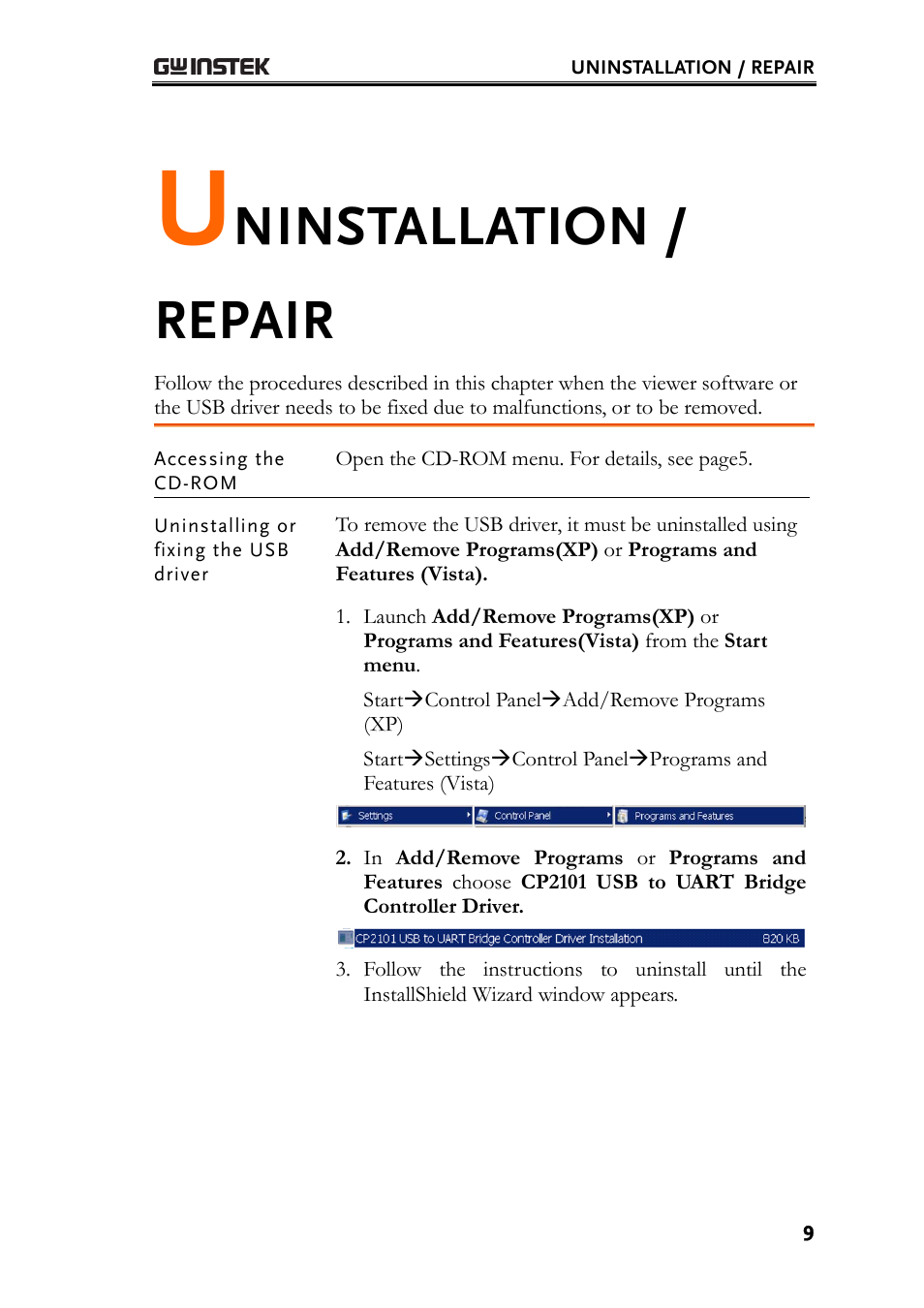 Ninstallation / repair | GW Instek GDM-8200A DMM-Viewer (PC Software) Guide User Manual | Page 9 / 27