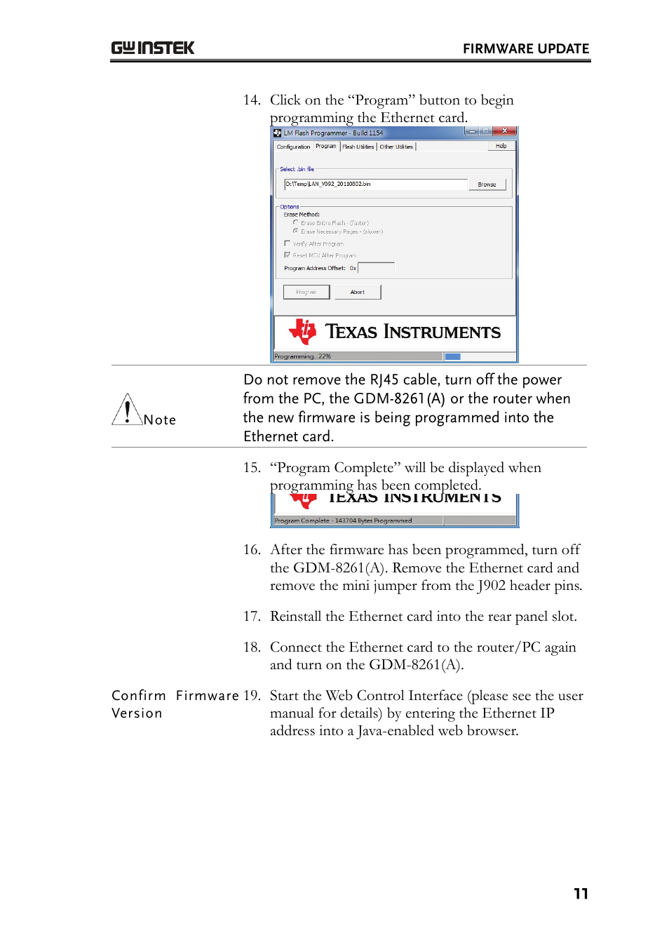GW Instek GDM-8261A Firmware Upgrade Manual User Manual | Page 11 / 12