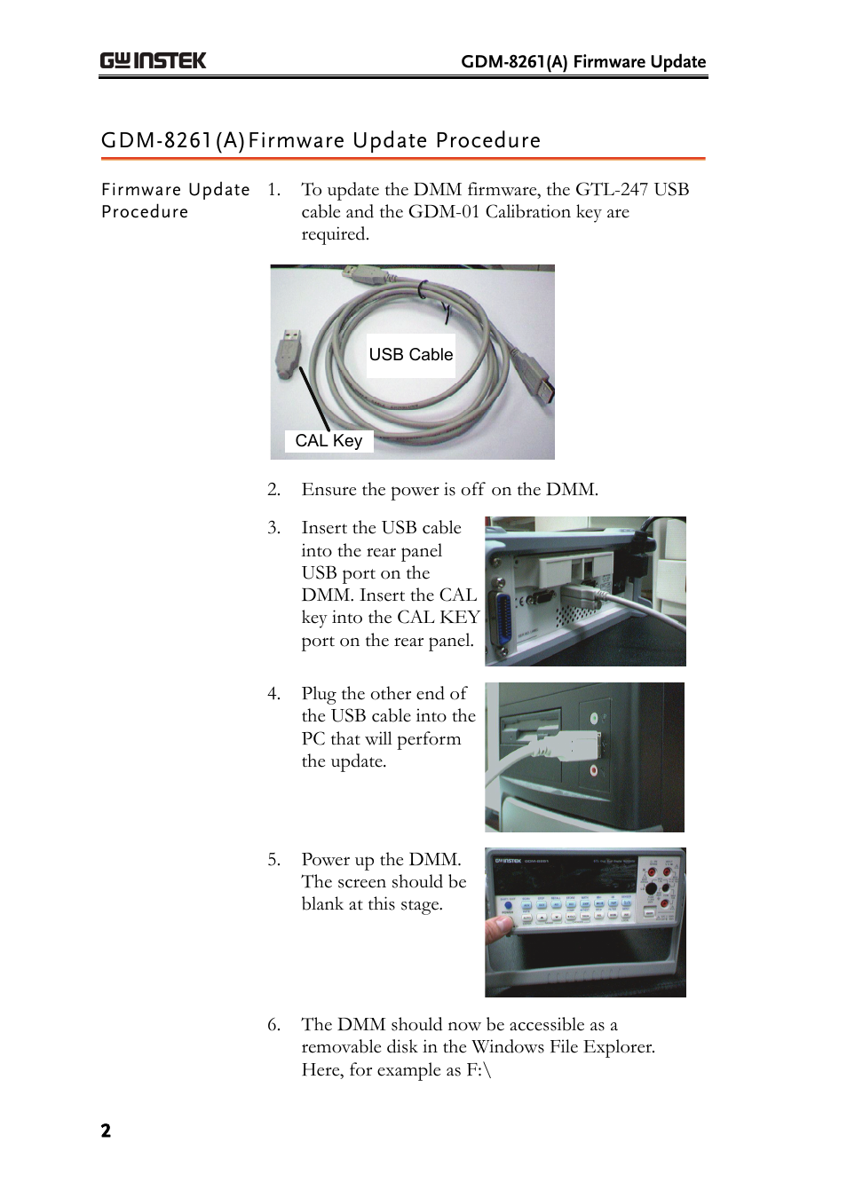 Gdm-8261(a)firmware update procedure | GW Instek GDM-8261A Firmware Upgrade Manual User Manual | Page 2 / 12