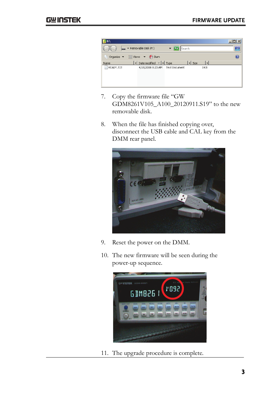 GW Instek GDM-8261A Firmware Upgrade Manual User Manual | Page 3 / 12