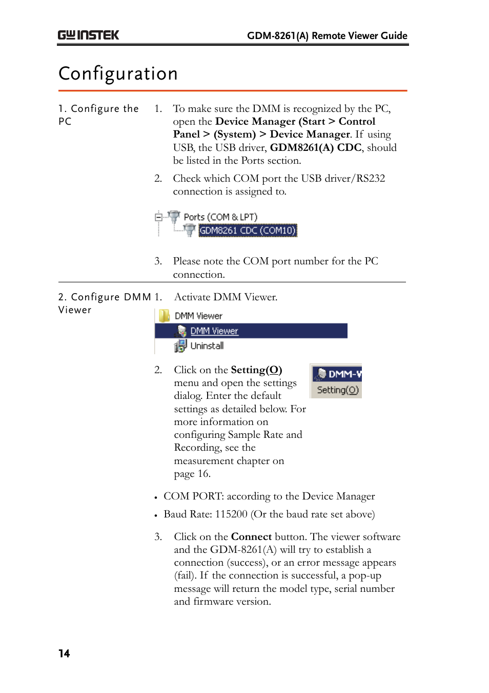 Configuration | GW Instek GDM-8261A Remote Viewer(DMM-Viewer) Guide User Manual | Page 14 / 31