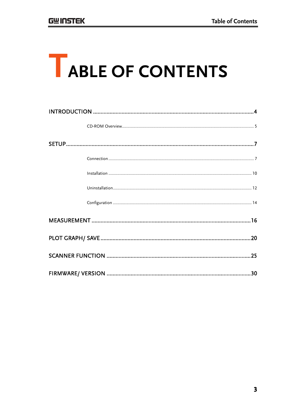 Able of contents | GW Instek GDM-8261A Remote Viewer(DMM-Viewer) Guide User Manual | Page 3 / 31