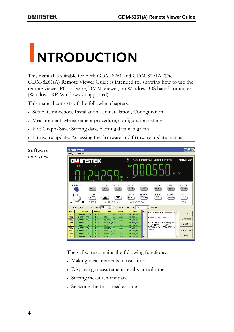 Ntroduction | GW Instek GDM-8261A Remote Viewer(DMM-Viewer) Guide User Manual | Page 4 / 31