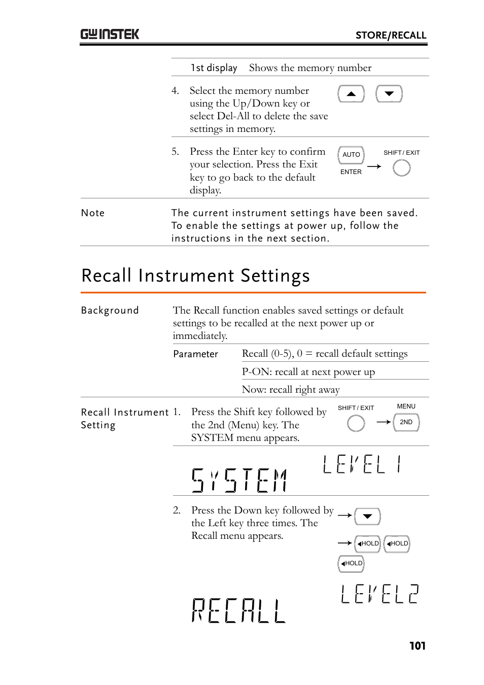 Recall instrument settings | GW Instek GDM-8261A User manual User Manual | Page 101 / 230